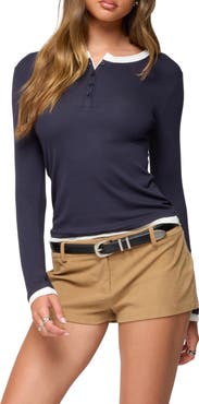 EDIKTED Contrast Layered Henley Top