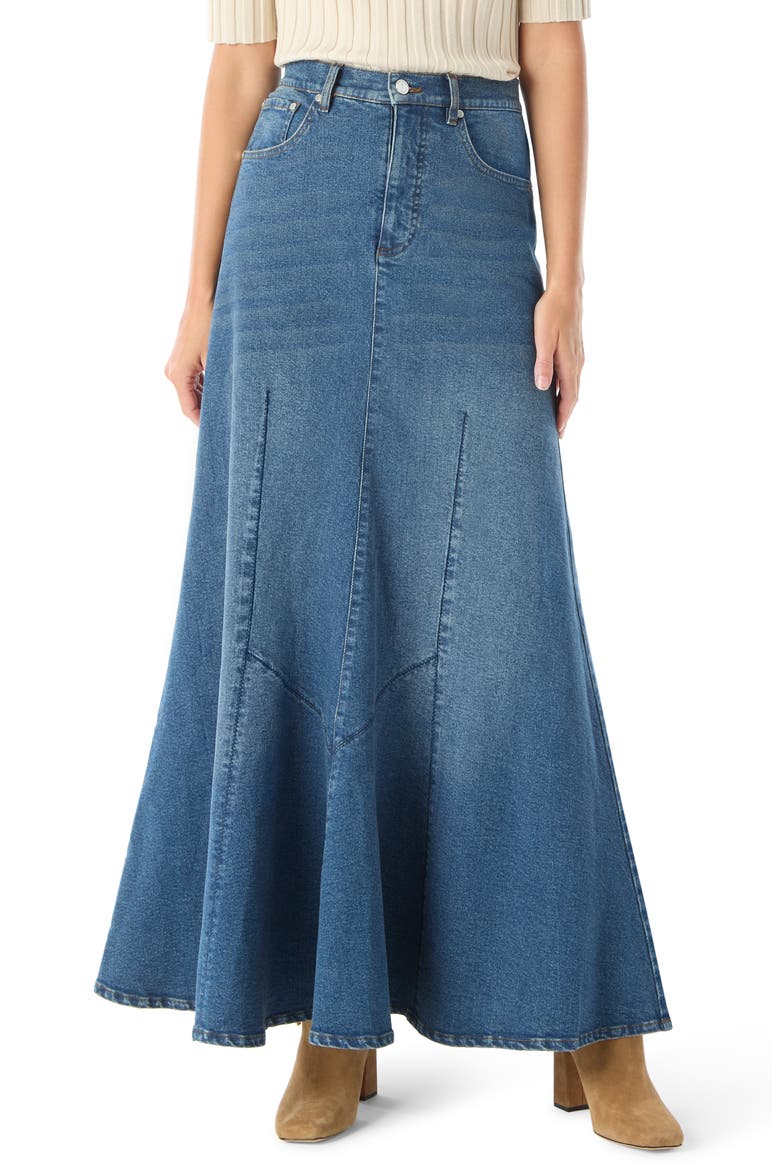 Luella Denim Maxi Skirt, Main, color, PACIFIC