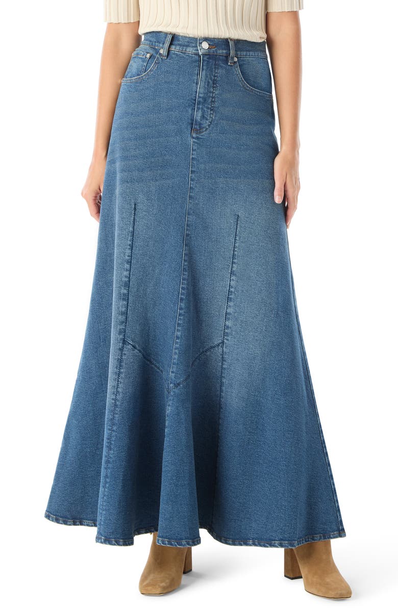 DO by Dee Ocleppo Luella Denim Maxi Skirt, Main, color, Pacific