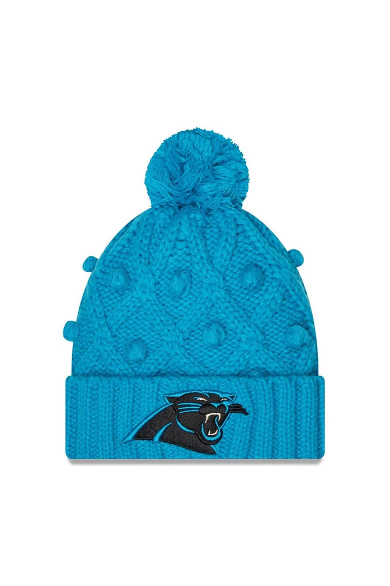 Women's New Era Blue Carolina Panthers Toasty Cuffed Knit Hat with Pom, Main, color, Blue