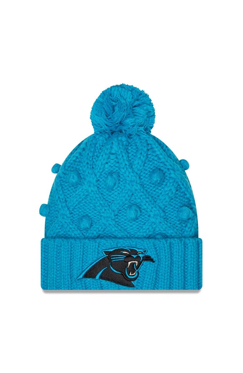 New Era Women's New Era Blue Carolina Panthers Toasty Cuffed Knit Hat with Pom, Main, color, 
