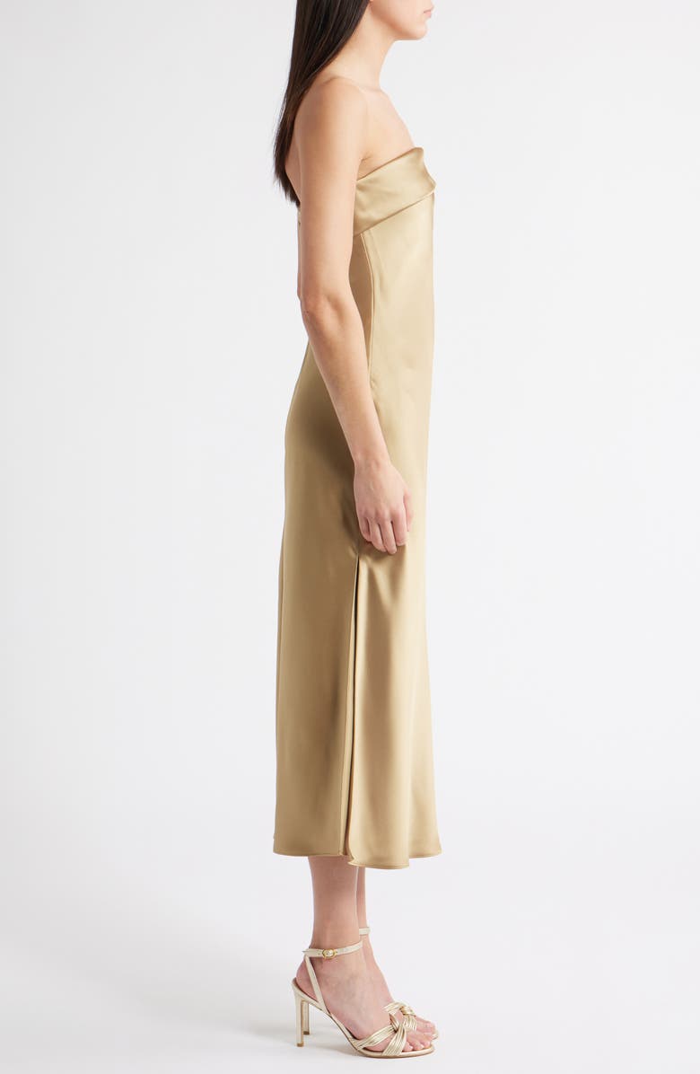 Amsale Faye Strapless Satin Cocktail Dress, Alternate, color, Gold
