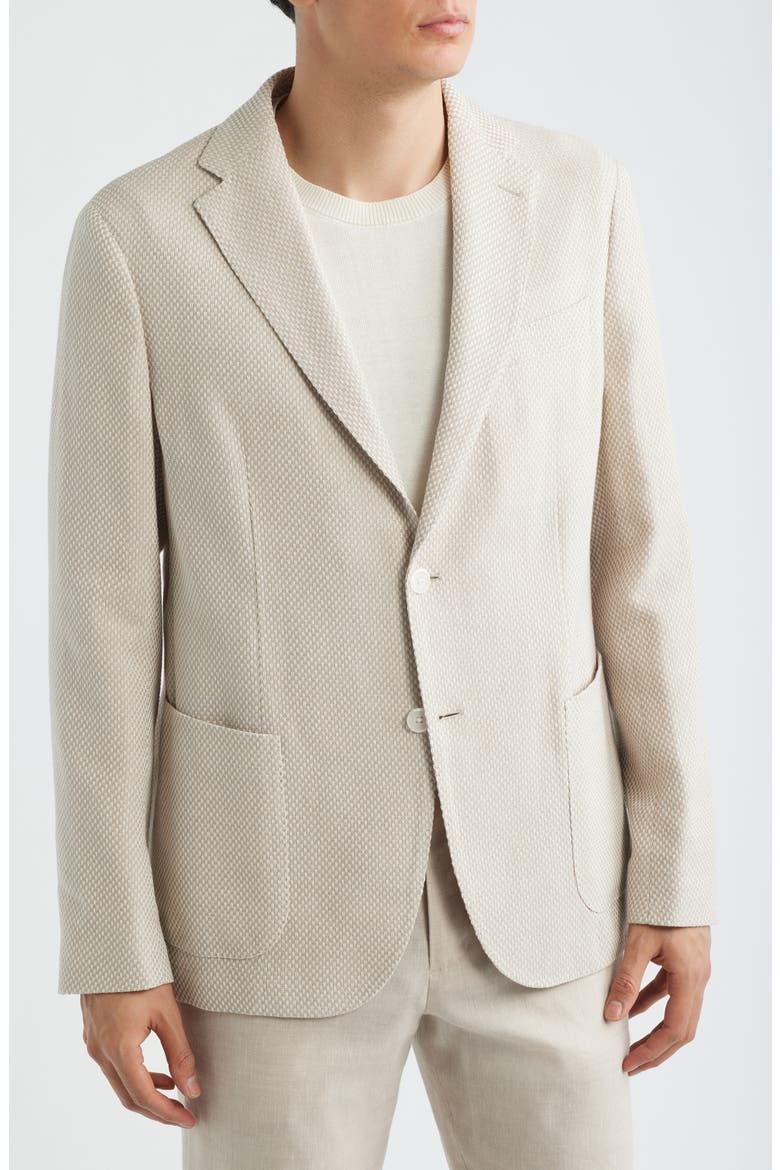 Hanry Slim Fit Tan Textured Cotton & Linen Blend Sport Coat, Alternate, color, OPEN BEIGE