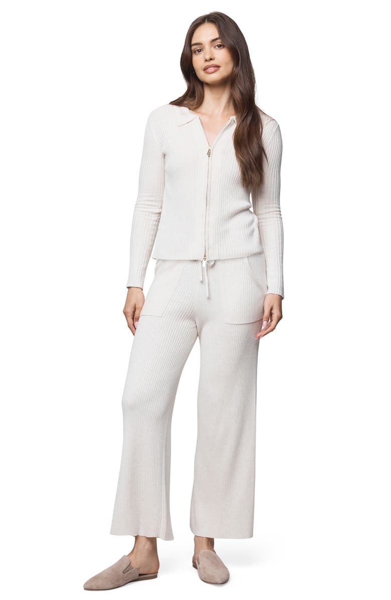 Splendid Georgie Two-Way Zip Sweater, Alternate, color, Pale Oak Heather