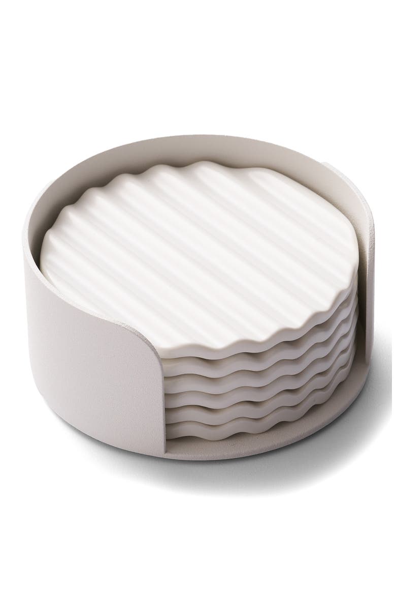 Wave Set of 6 Coasters, Main, color, WHITE