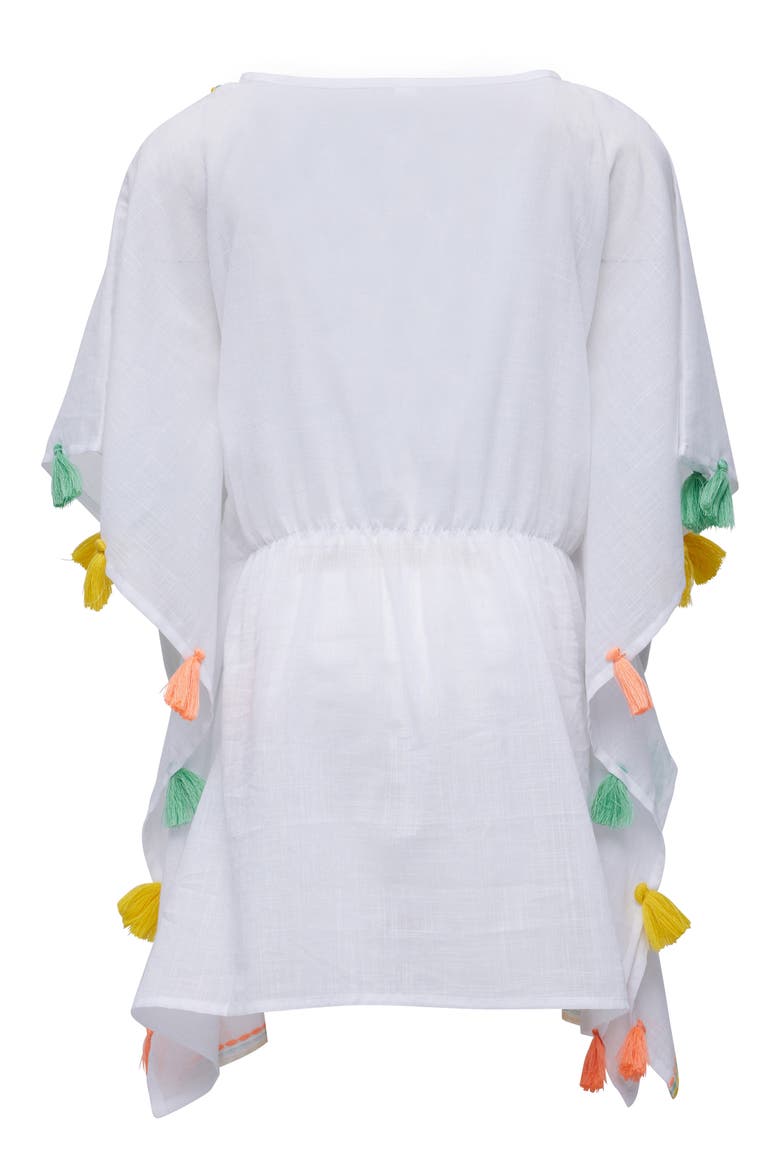 Kids' Coastal Tassel Trim Cotton Cover-Up, Alternate, color, WHITE