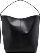 MANGO Large Leather Bucket Tote