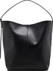 MANGO Large Leather Bucket Tote