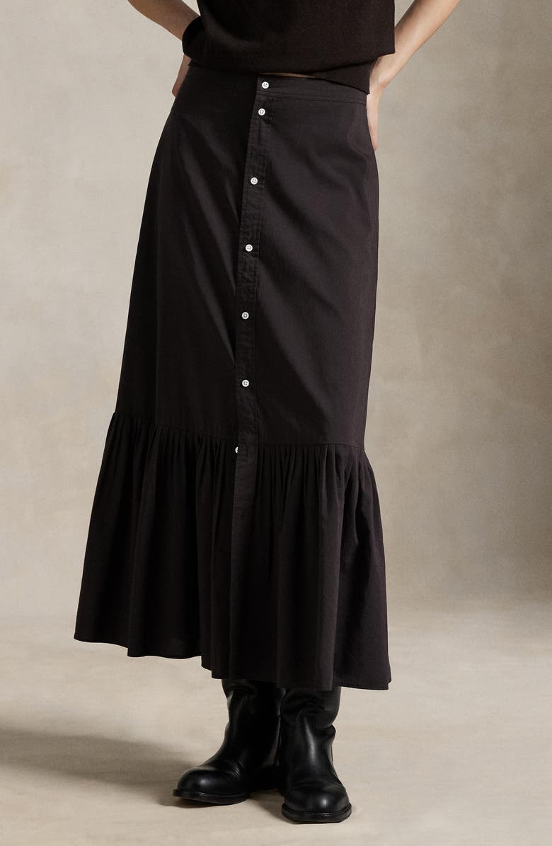 Polo Ralph Lauren Cotton & Silk Button Front Skirt, Alternate, color,