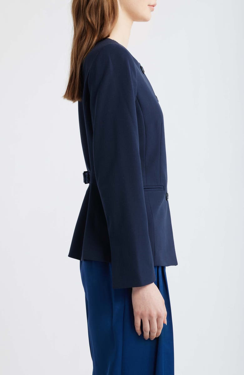 Tahari ASL Collarless Button Jacket, Alternate, color, New Navy