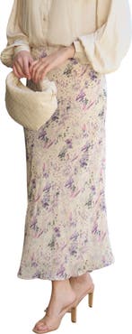LILY AND LIONEL Saint Lace Insert Wonderland Print Midi Skirt