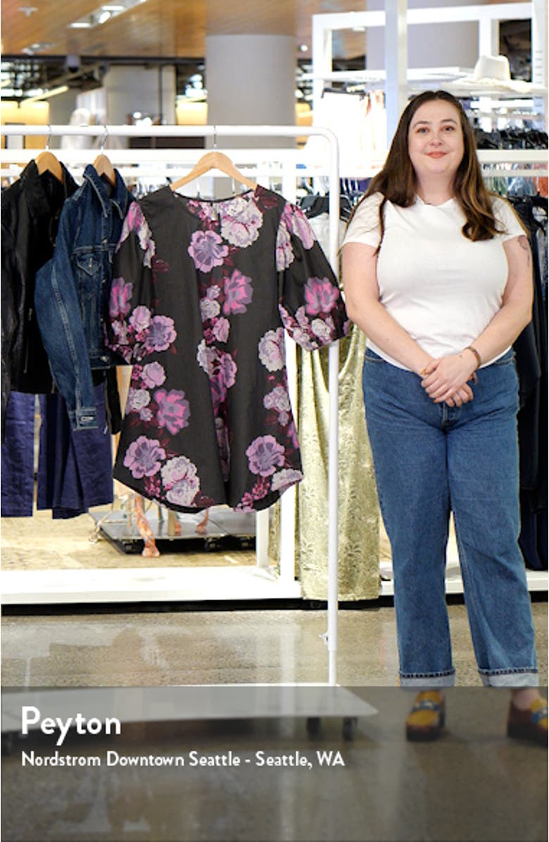 Maye Floral Puff Sleeve Cotton Poplin Tunic Top, sales video thumbnail