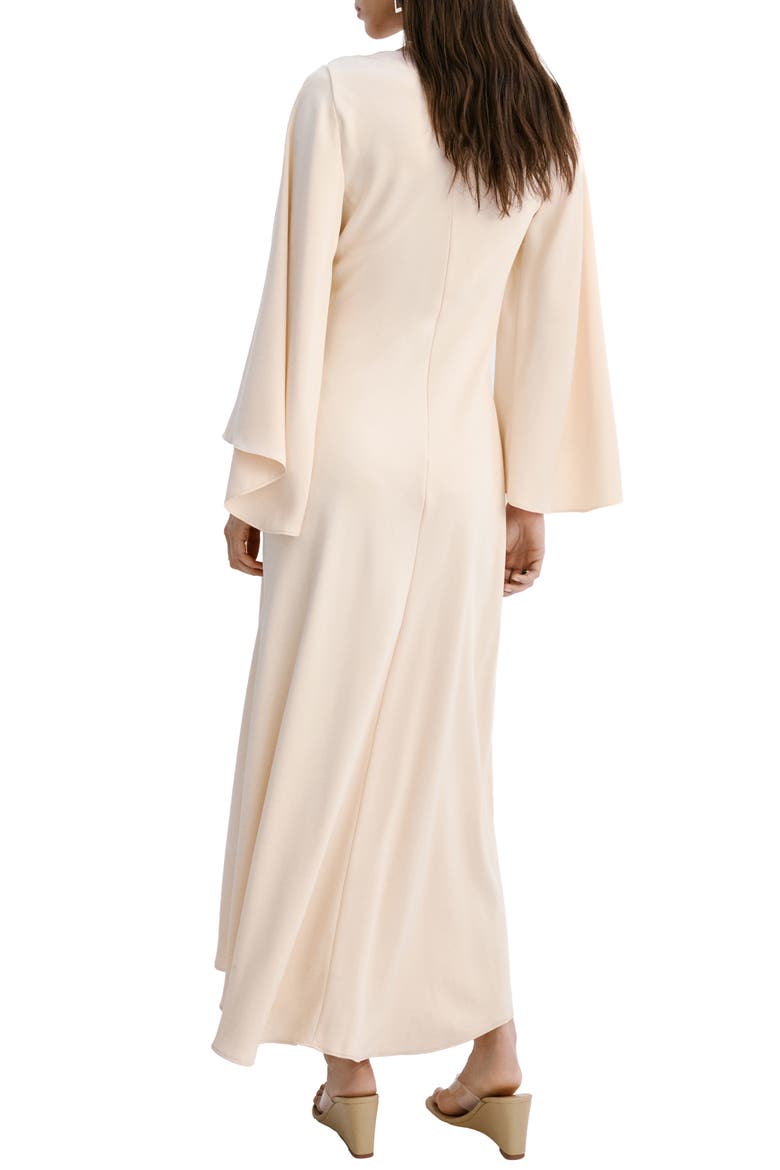 Long Sleeve Flare Satin Maxi Dress, Alternate, color, PALE PINK