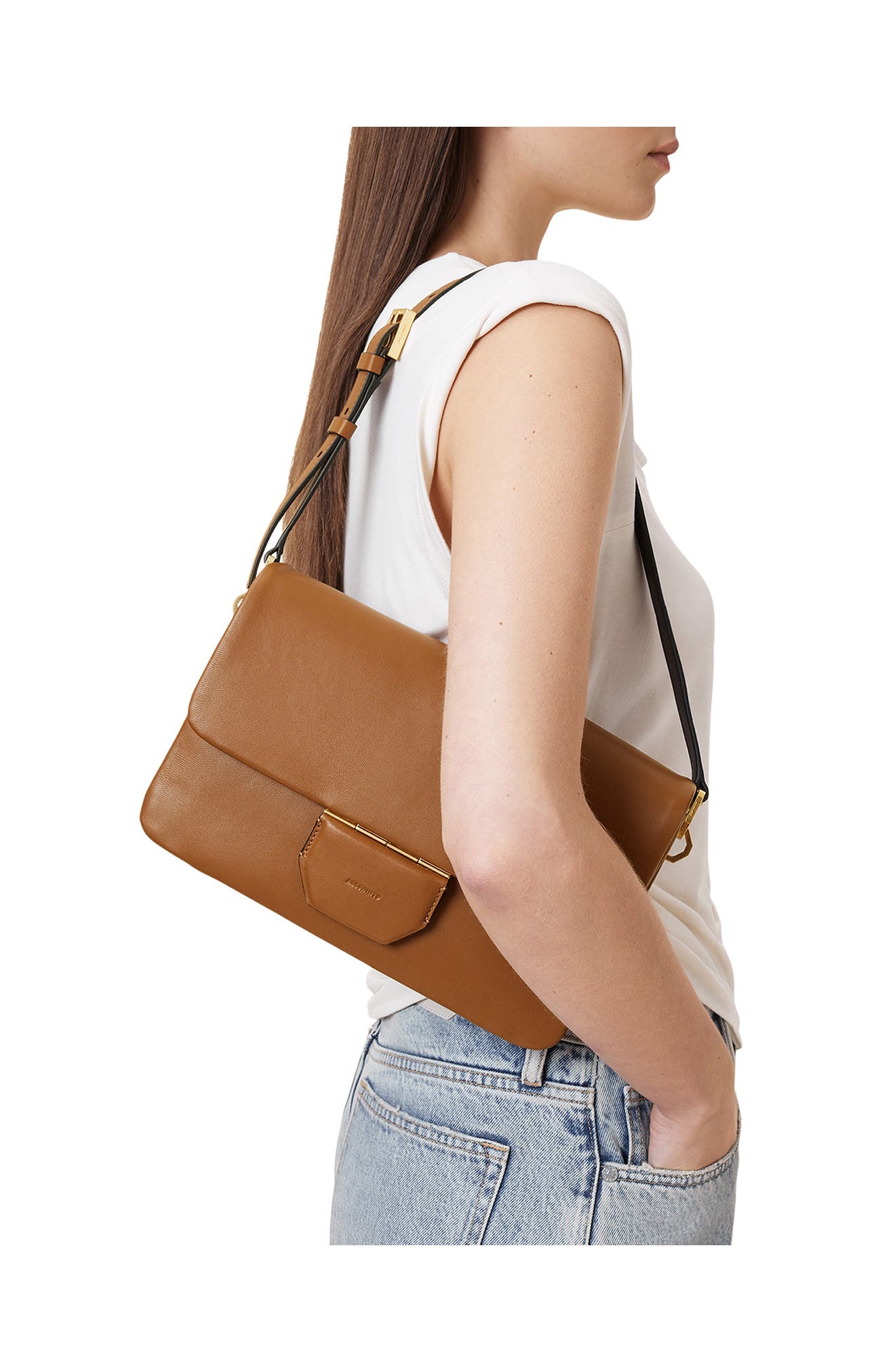 Ondine Leather Shoulder Bag, Alternate, color, SEPIA BROWN