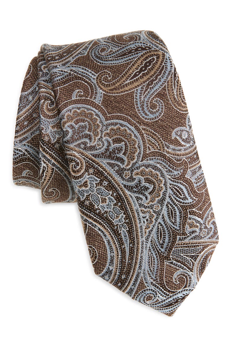 Tilden Paisley Jacquard Silk Tie, Main, color, TAUPE