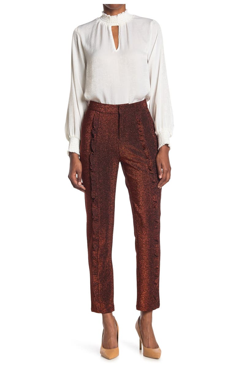 Scotch & Soda Lurex Pants with Ruffle Detail, Main, color, 