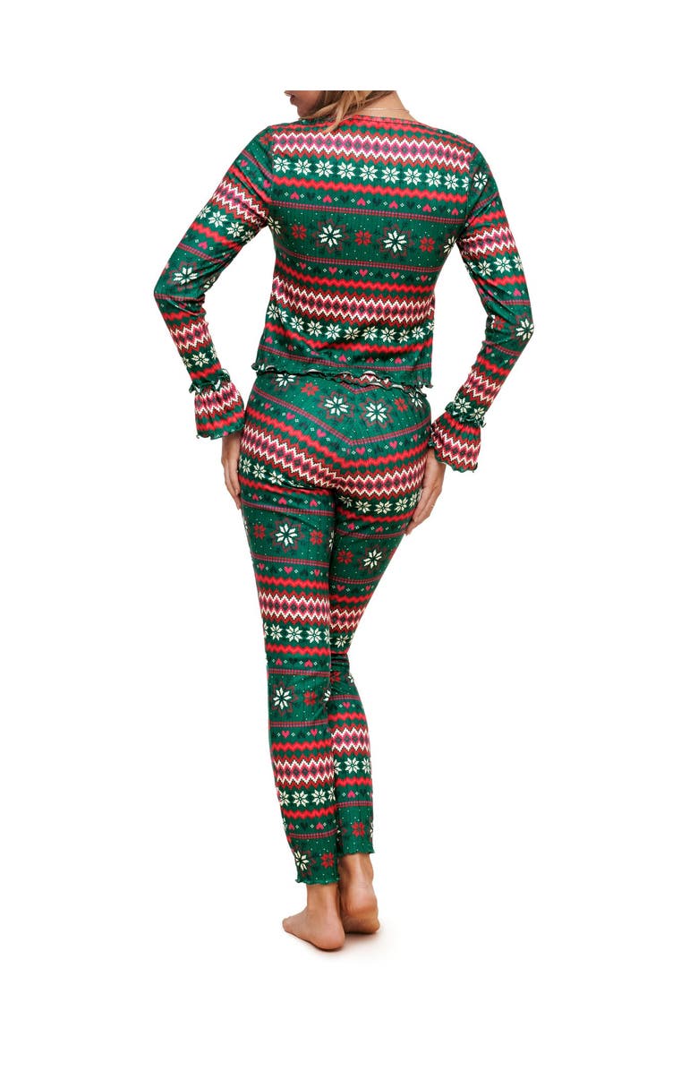 Adore Me Audra Pajama Long Sleeve Top & Legging Set, Alternate, color, Novelty Green