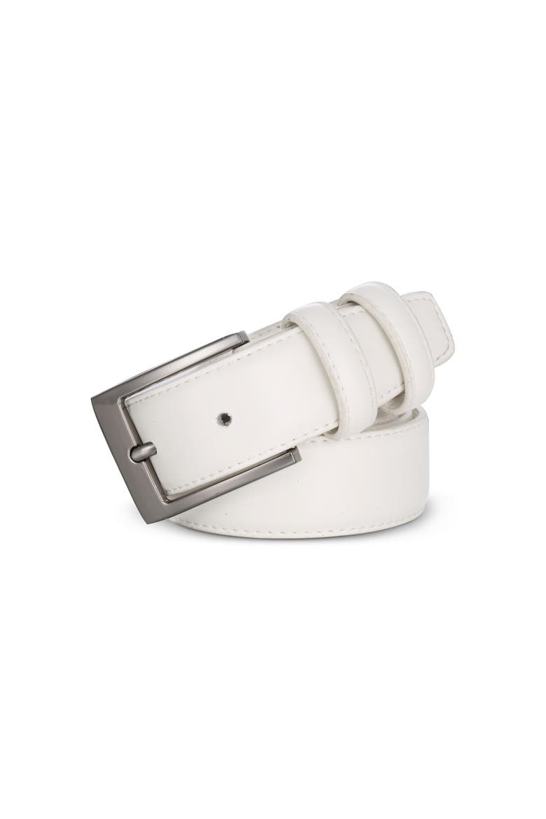 Dual Loop Leather Dress Belt, Alternate, color, White