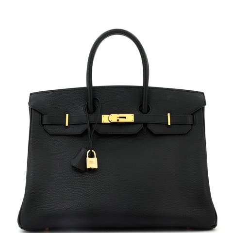 Birkin Handbag Black Ardennes with Gold Hardware 35