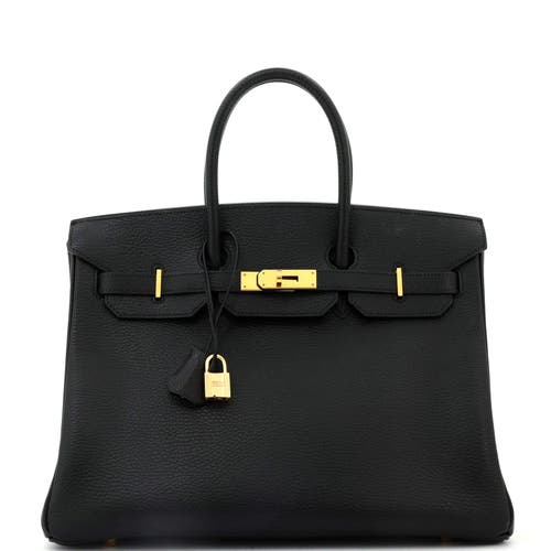 Pre-owned Hermes Hermes Birkin Handbag Black Ardennes With Gold Hardware 35 In Black