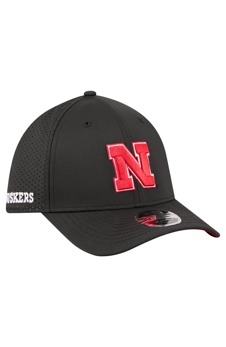 New Era Men's New Era Black Nebraska Huskers 39THIRTY M-Crown Flex Fit Hat, Main, color, Black
