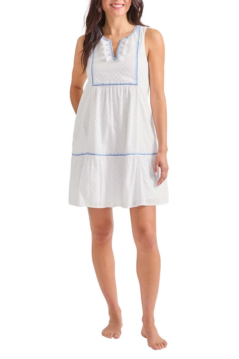 Clip Dot Cotton Cover-Up Dress, Main, color, WHITE
