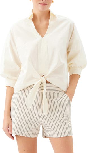 FIFTEEN TWENTY Jena Tie Front Cotton Top | Nordstrom