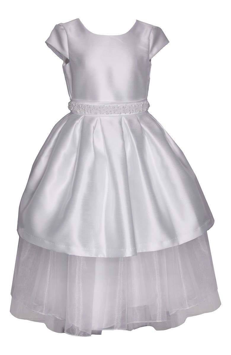 Iris & Ivy Kids' Cap Sleeve First Communion Dress, Main, color, 