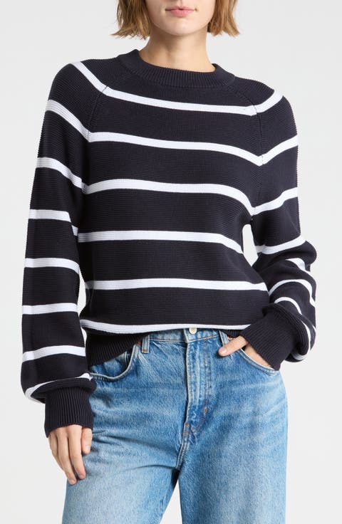 Mozart Stripe Balloon Sleeve Sweater