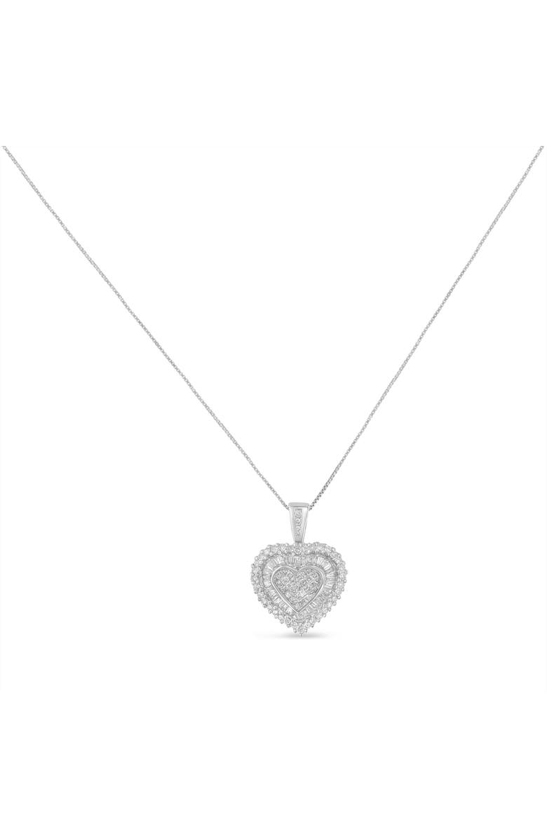 Haus of Brilliance 10K White Gold 1 cttw Multi Cut 1 cttw Diamond Heart Pendant Necklace, Alternate, color, White