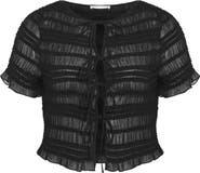 City Chic Emelia Shirred Tie Front Top
