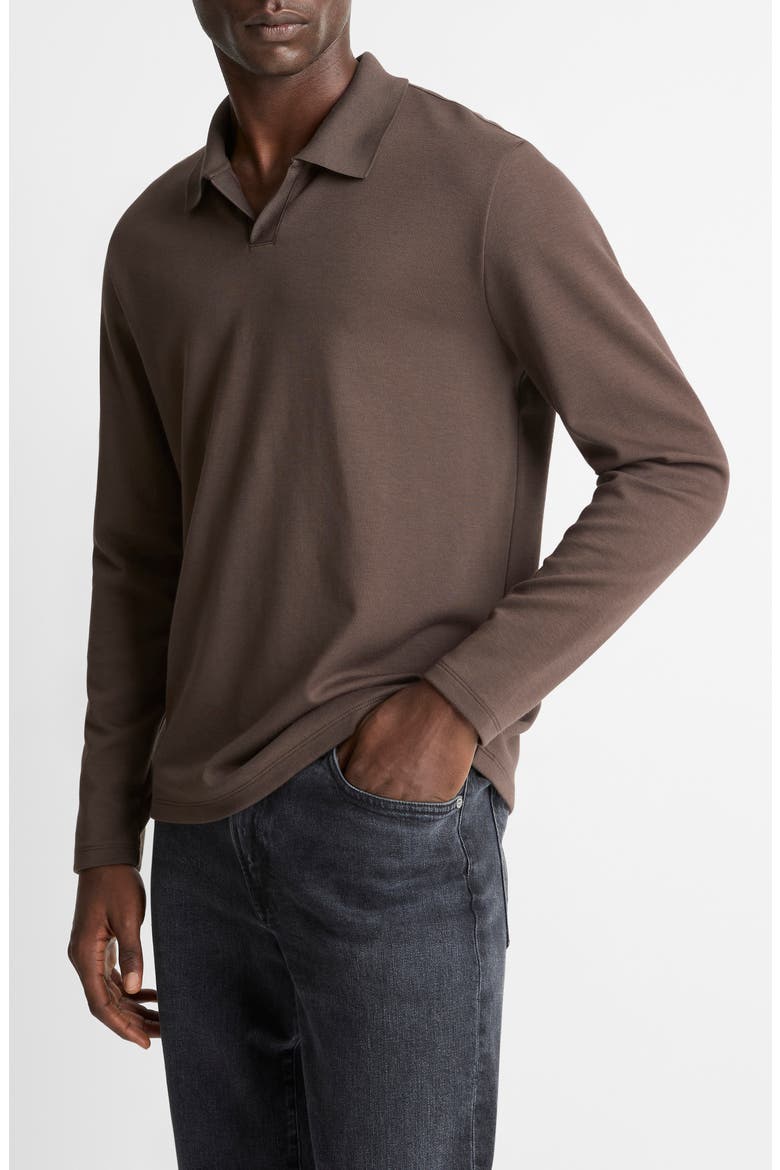 Milano Stitch Johnny Collar Long Sleeve Polo, Alternate, color, MISSION