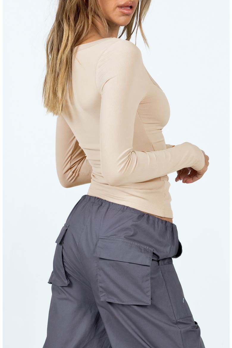 Arthie Long Sleeve Crop Rib Top, Alternate, color, LIGHT BEIGE