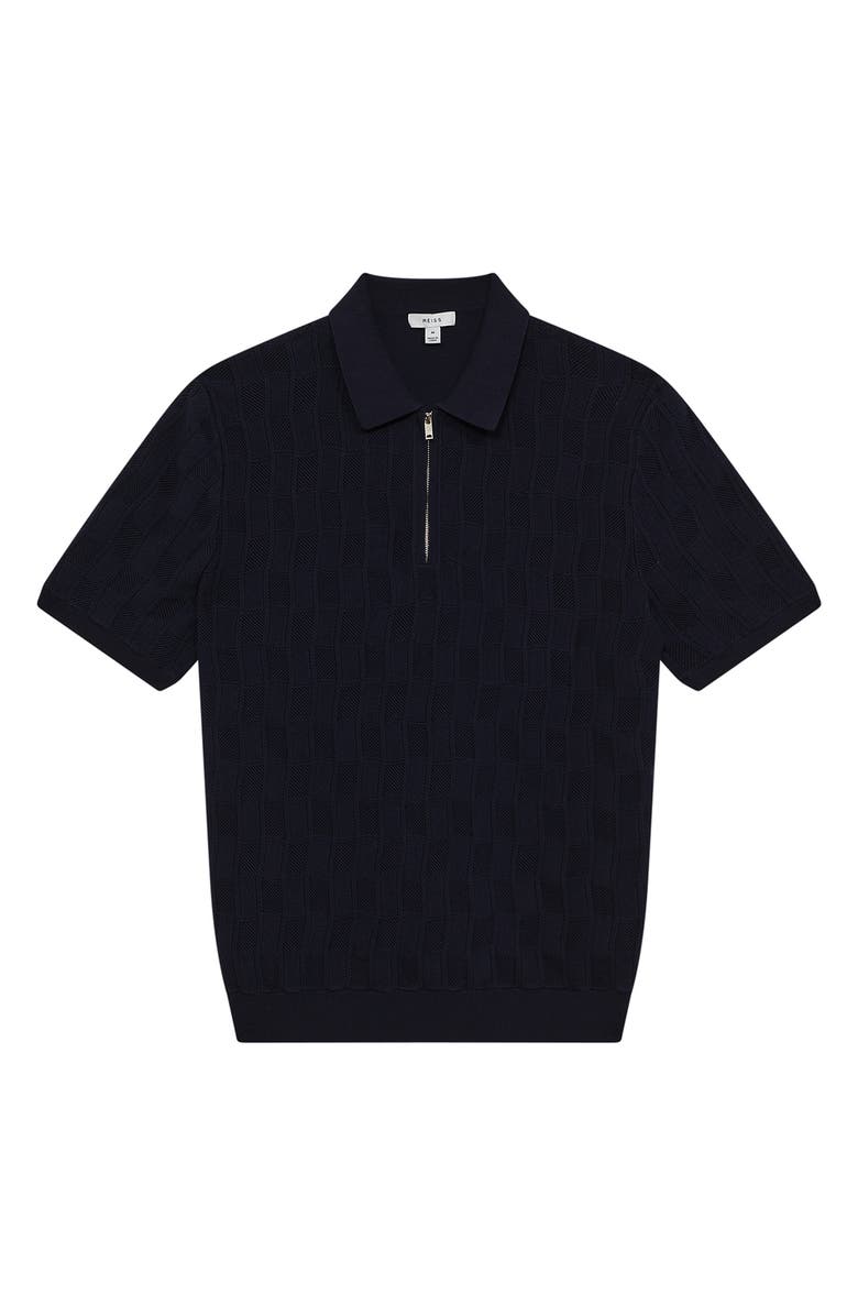 Reiss Birling Geometric Knit Polo, Alternate, color, 