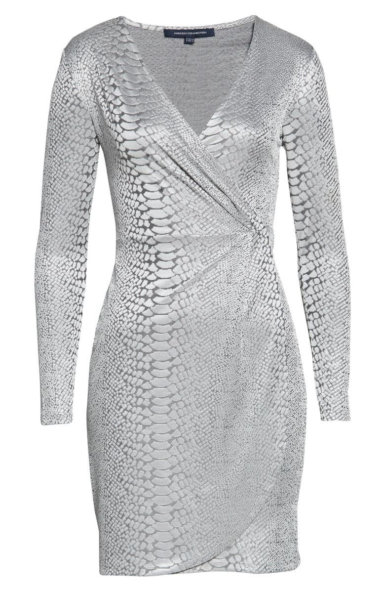 French Connection Long Sleeve Snake Jacquard Dress, Alternate, color, 