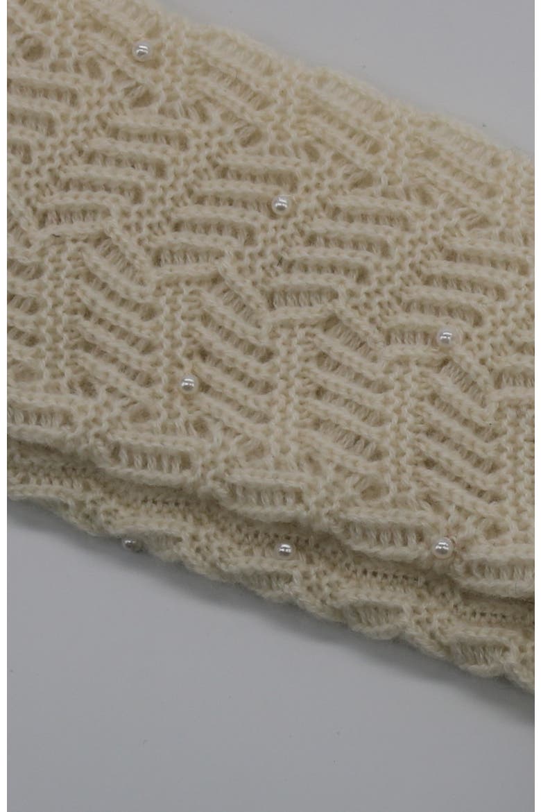 Cashmere long fingerless gloves with pearls, Alternate, color, White