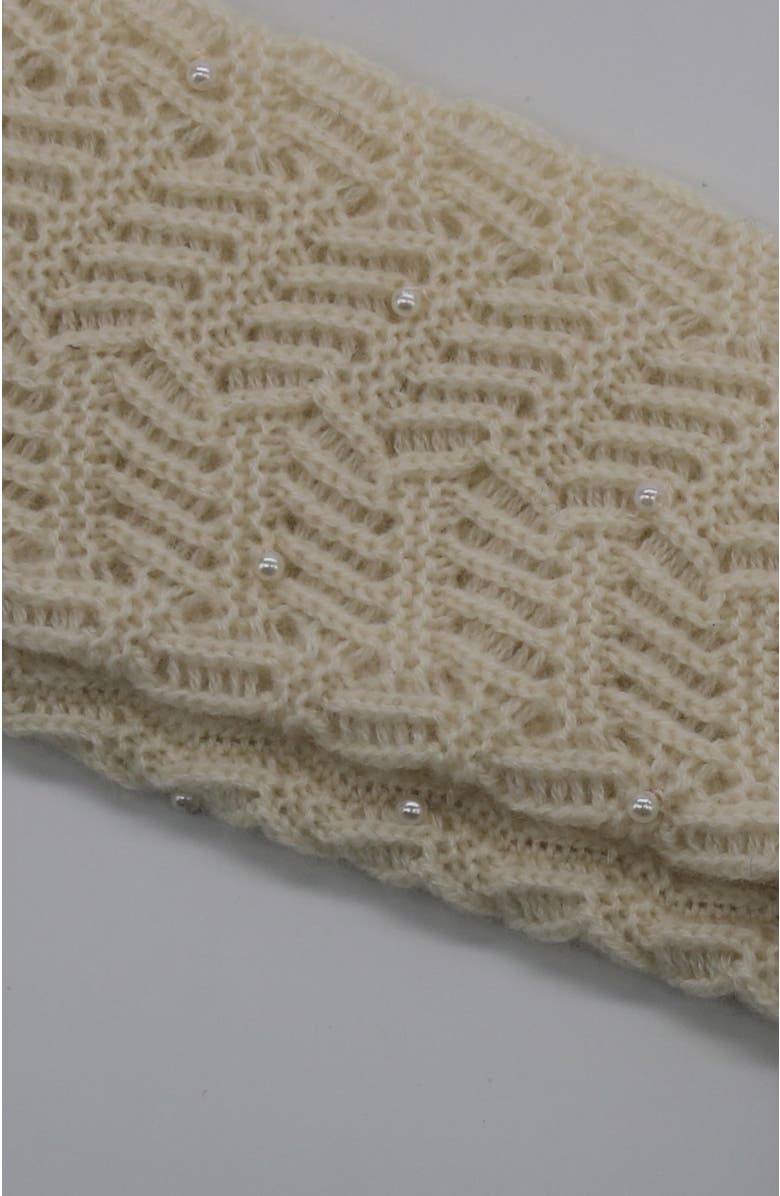 Portolano Cashmere long fingerless gloves with pearls, Alternate, color, White