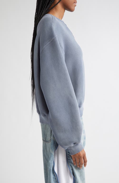 Alexander Wang Puff Logo Sweatshirt In Structured Terry In Blue