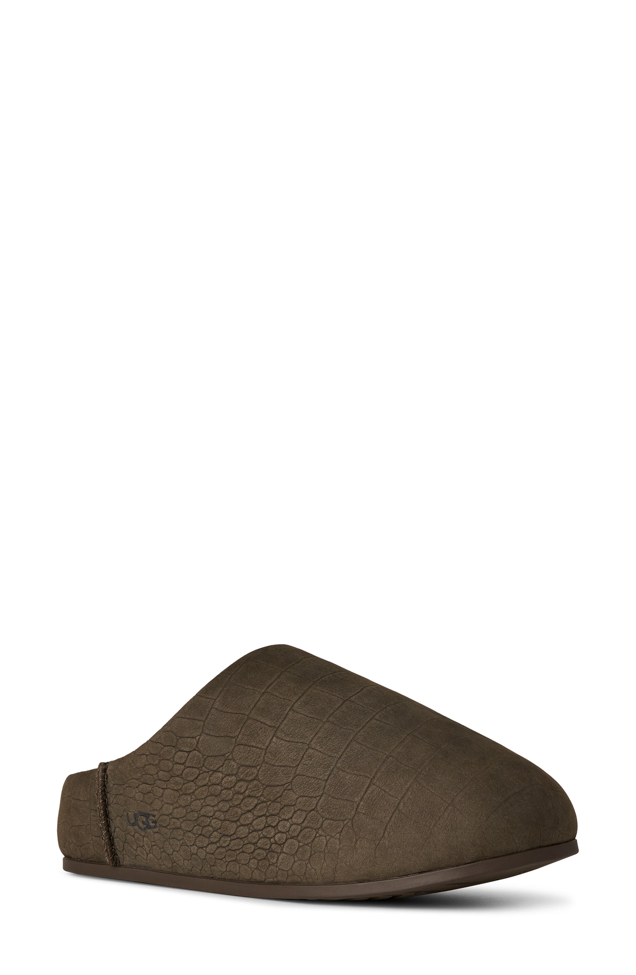UGG<sup>®</sup> Elea Croc Embossed Suede Slipper, Main, color, Dense Smoke