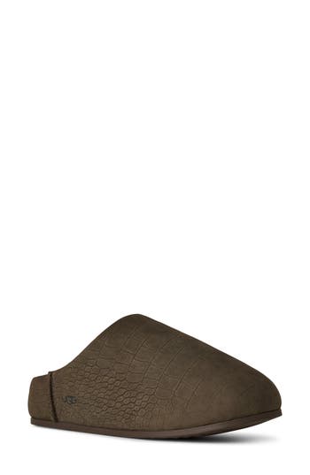 Ugg (r) Elea Croc Embossed Suede Slipper In Dense Smoke