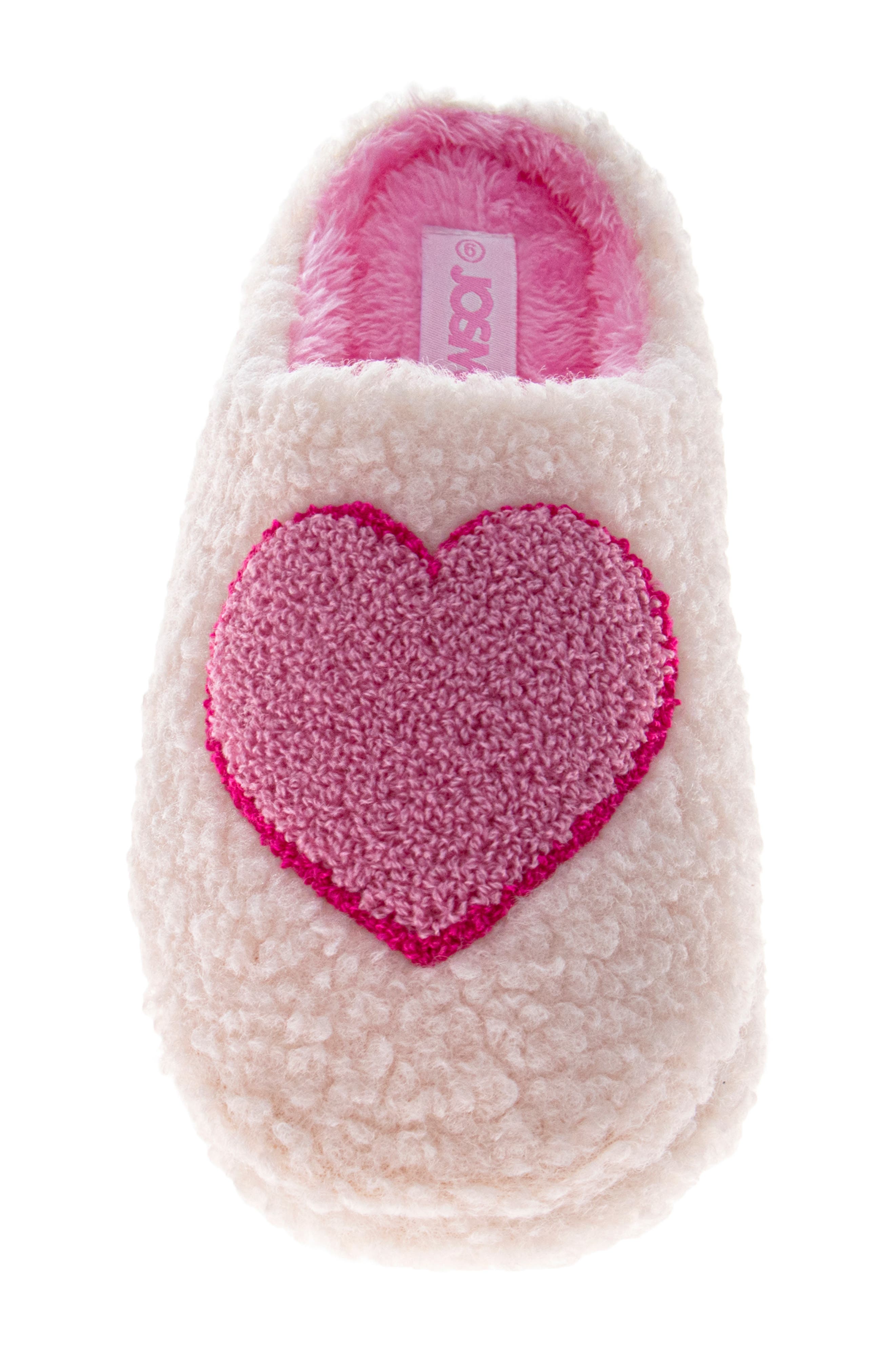 JOSMO Cozy Hearts Scuff Slipper, Alternate, color, White/ Pink