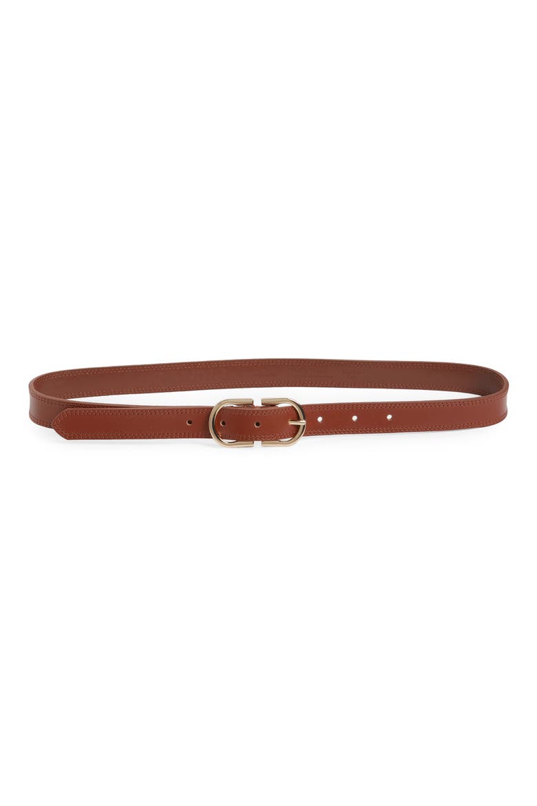 Camilla Leather Belt, Main, color, COGNAC