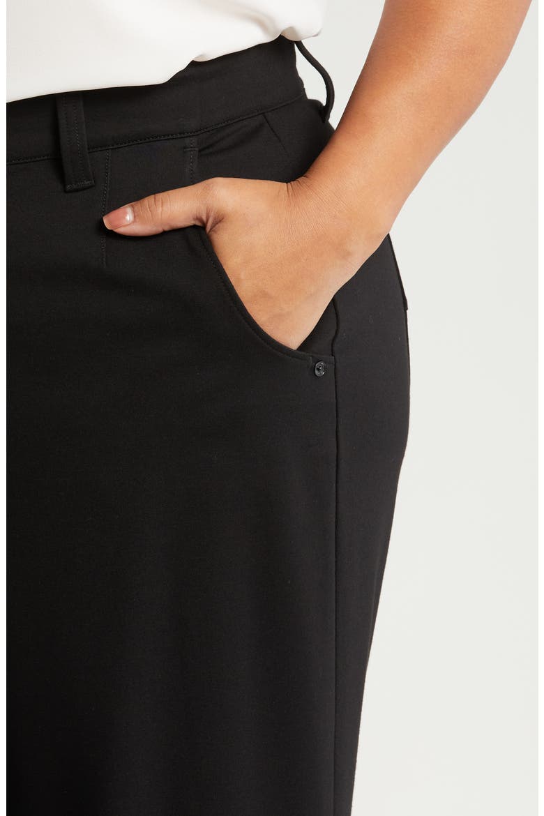Skyrise Flat Front Wide Leg Pants, Alternate, color, BLACK