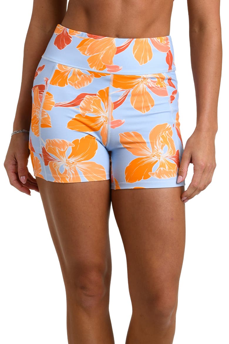 Outline Floral High Waist Bike Shorts, Main, color, DRIFT