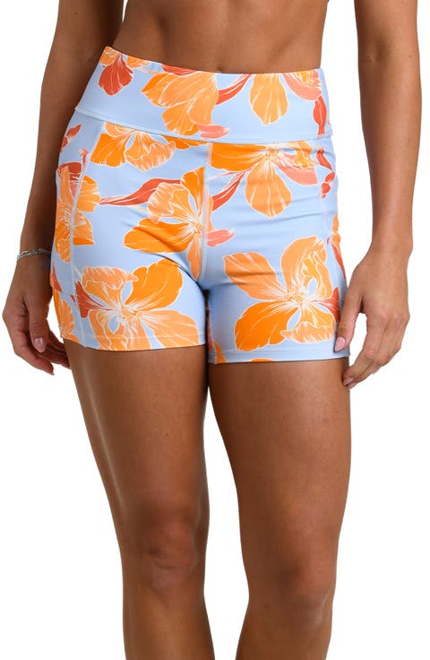 Outline Floral High Waist Bike Shorts