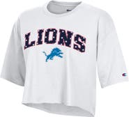 Champion Women's Champion White Detroit Lions Star Spangled Cropped T-Shirt