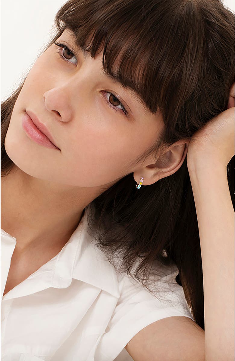 In Season Jewelry Heart Cascade Huggie Hoops, Alternate, color, Multi-Color