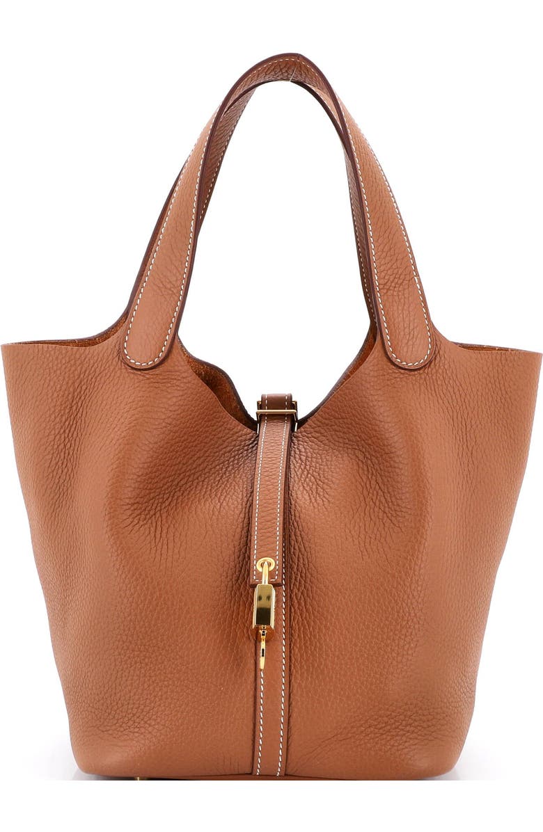 Pre-Owned Hermes Picotin Lock Bag Clemence MM, Main, color, Gold