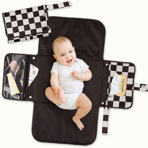 Portable/Foldable Waterproof Diaper Changing Pad with Smart Wipes Pocket
