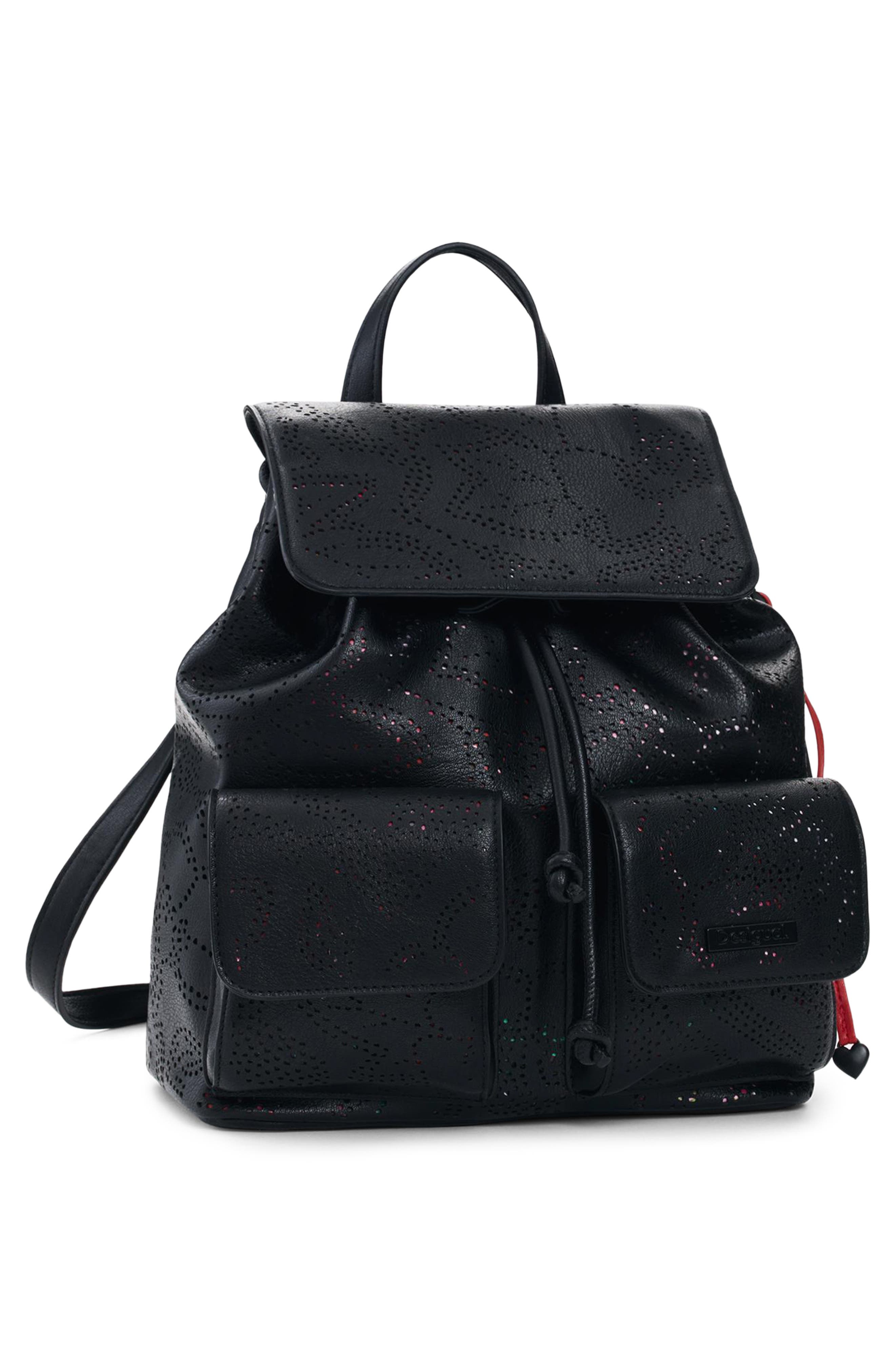 Desigual Mini Perforated Design Convertible Backpack, Alternate, color, 